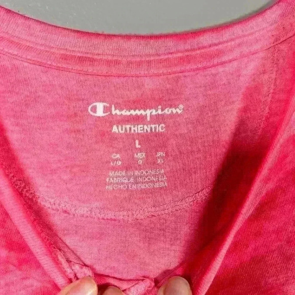 CHAMPION Hot Pink Athletic Sheer Workout Tank Top Crossback High Neck Large - Picture 5 of 8